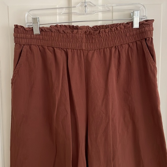 LNX Burnt Orange Terracotta Linen Cotton Blend Pull On Elastic Waist Pants - Picture 3 of 7